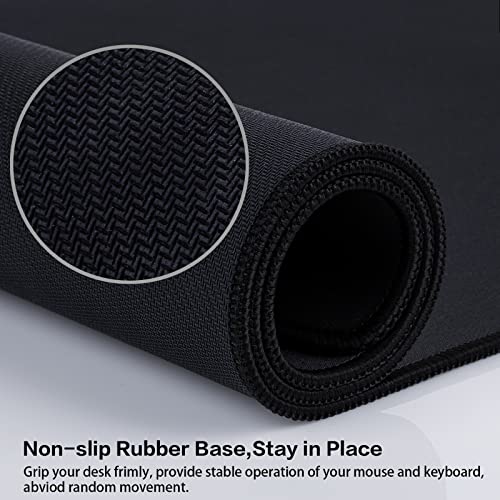 Canjoy Gaming Mouse Pad (31.5x15.7in) 3mm Thickness XX-Large Extended Mousepad Big Computer Keyboard Full Desk Mousepad with Anti-Slip Base Anti-Fray - color: Black