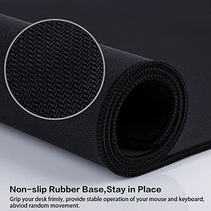 Canjoy Gaming Mouse Pad (31.5x15.7in) 3mm Thickness XX-Large Extended Mousepad Big Computer Keyboard Full Desk Mousepad with Anti-Slip Base Anti-Fray - color: Black