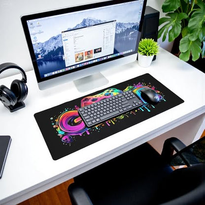Gamer Mouse Pad Abstract Black Mouse Pad 31.5x11.8 Inch Aesthetic Skull Texture Non-Slip Rubber Base Large Mousepad Stitched Edges Keyboard Mouse Mat Desk Pad for Office and Home - color: Gamer