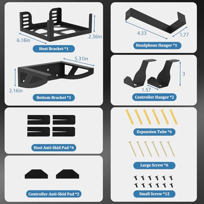 Wall Mount for Xbox Series X - Wall Mount Stand Kit with Detachable 2 Controller Holder & Headphone Hanger, Mount on The Wall, Compatible with Xbox Series X Accessories