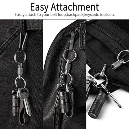 FEGVE Titanium Quick Release Swivel Keychain, Pull Apart Detachable Keychain Heavy Duty Car Key Holder with Key Rings - color: Grey 1 Pack