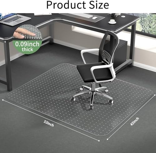 WASJOYE Chair Mat for Carpet, Office Chair Mat for Carpet, Thick Desk Chair Mat with Non-Slip Studded for Home and Office Low Pile Carpet, 45" x 53" Rectangle for Carpet - size: 45" x 53" Rectangle for Carpet