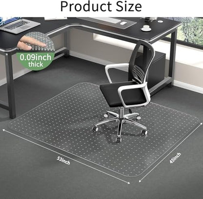 WASJOYE Chair Mat for Carpet, Office Chair Mat for Carpet, Thick Desk Chair Mat with Non-Slip Studded for Home and Office Low Pile Carpet, 45" x 53" Rectangle for Carpet - size: 45" x 53" Rectangle for Carpet