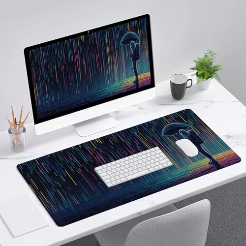 Funny Astronaut Gaming Mouse Pad Vertical Meteor Shower Rain Extended Mousepad Waterproof Stitched Edges Rubber Base Non-Slip Deskmap Computer Keyboard Mat 31.5x11.8 Inch - color: Funny Astronaut, size: 31.5" x 11.8"