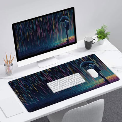 Funny Astronaut Gaming Mouse Pad Vertical Meteor Shower Rain Extended Mousepad Waterproof Stitched Edges Rubber Base Non-Slip Deskmap Computer Keyboard Mat 31.5x11.8 Inch - color: Funny Astronaut, size: 31.5" x 11.8"