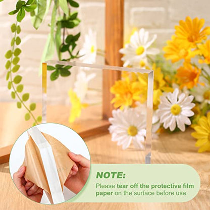 Qunclay 4 Pcs 5 x 5 x 1 Inches Acrylic Square Display Block Clear Polished Acrylic Cubes Jewelry Display Stand for Jewelry Ring Showcase Holder Base Collections - size: 5 x 5 x 1 Inches