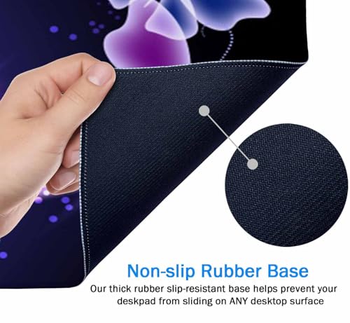 Gaming Mouse Pad, Large Mouse Pads for Women, Non-Slip Rubber Base Mousepad, Keyboard Mouse Mat, Desk Pad with Stitched Edges, 35.4x15.7inch, Glowing Butterfly - color: Glowing Butterfly, size: 35.4" x 15.7"