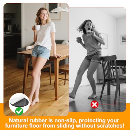 CHUNZEXI Non Slip Rubber Furniture Pads & Grippers, Self Adhesive Round Floor Protectors for Chair & Table Legs and Feet, 3 Inch, 12 Pack, Round - size: 3 inch 12 Round