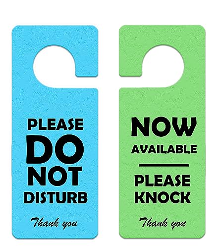 Do Not Disturb Door Hanger Sign, 2 Pack, Double Sided, Dont Disturb Please Knock Sign- Ideal for Office, Home, Clinic, Hotel, Dorm, Online Class, or during Therapy, Massage, Spa Treatment, - color: Blue Green