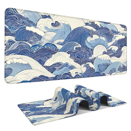 Ocean Waves Extended Gaming Mouse Pad 35.4 x 15.7 Inch – Stylish Desk Mat for Gaming, Office, and Study with Non-Slip Rubber Base - color: #41, size: 35.4 x 15.7 Inch