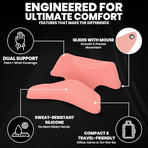 GlideX r2.0 Ergonomic Mouse Wrist Rest – Compact Sliding Wrist Pad with Low Profile Design for Desk Laptop Travel, Fits Small to Medium Hands (Pink) - color: Pink