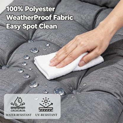 QILLOWAY Outdoor Rocking Chair Cushions Set of 2, 100% Polyester Waterproof Patio Rocking Chair Cushion, High Back Weatherproof Chair Pad for Adirondack & Outdoor Furniture, Charcoal Grey, Black - color: Charcoal Grey/Black