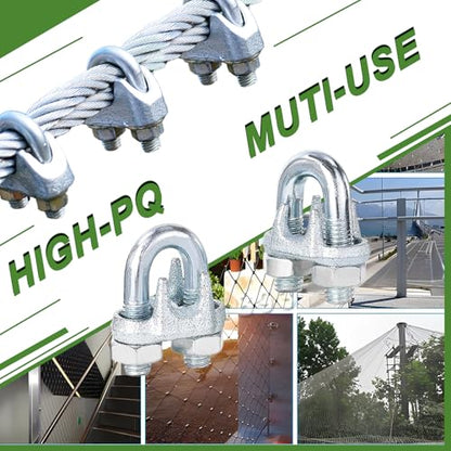 30PCS 5/16" M8 Zinc-Plated Wire Rope Clamps – Heavy Duty U-Bolt Cable Clips (Silver) - size: M8-30PCS