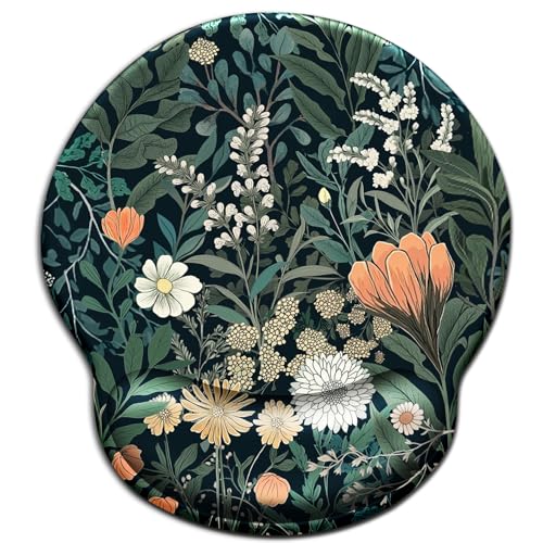 Floral Mouse Pad with Wrist Rest, Wildflower Ergonomic Mousepad Wrist Support for Desk, Green Plant Weed Gaming Mouse Pads for Wireless Mouse Computer Work Home Desk Accessories Office Supplies - color: Green Plant