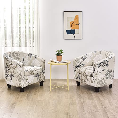 KRFOONN Club Chair Slipcover 2 Piece Stretch Printed Round Barrel Chair Covers Removable Tub Chair Slipcover with Elastic Bottom Chair Coverings Furniture Protector Cover for Living Room, A2 - color: Color A2