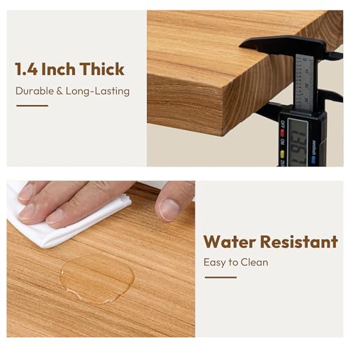 Flat Edge Elm Wood Floating Shelf with Invisible Bracket 55”Natural - color: Natural, size: 55”,set of 1