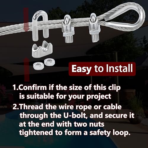 20PCS 1/8 Inches M3 Stainless Steel Wire Rope Cable Clip Clamp - size: M3 Clips-20PCS