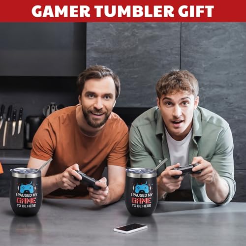 Patelai 6 Pcs Easter Basket Stuffers Gamer Easter Stuffer Gifts Set for Men Boyfriend Dad Brother Included Tumbler, Blessings Cards, Video Game Keychain, Pillow Covers, Socks, Gift Box for Game Lover