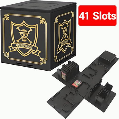 QUBAMG Switch 2 Cartridge Case Compatible with Nintendo Switch 2/Switch/Lite/OLED–41 Slot Switch Game Case Holder Cube Travel-Friendly Hard Shell Foldable Switch Storage Box for Gamers Black Skull - color: Black Skull