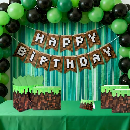 Cartoon Animation Party Gift Bags with Greeting Cards Tissue Papers Pixel Theme Goodie Bags Games Birthday Party Favors Supplies Candy Bags - color: Themed 2