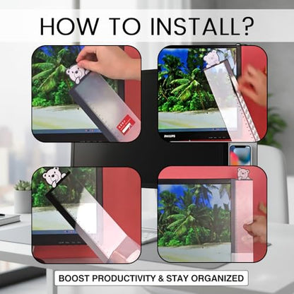 4 Pack Desk Buddy Monitor Memo Board Side Mount - Cute Office Desk Accessories for Women,Computer Side Panel Memo Creative Monitor Side Panel with Phone Holder,Office Essentials for Desk Organization