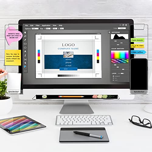 Computer Monitor Memo Message Board/Creative Multifunctional Monitor Shelf/Monitor Side Panel Sticky Notes Paper Storage Rack - with Phone Holder - 1Set (Left/Right/Bottom)
