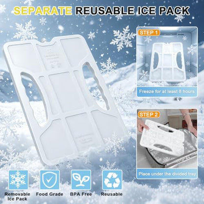 Chilled Snackle Box Container with Ice Pack & Insulated Bag, Portable Divided Serving Tray for Charcuterie, Snacks, Road Trip - color: White + Ice Pack & Insulated Bag