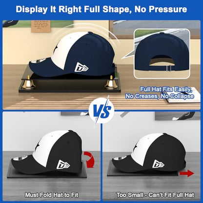 Hat Display Case Clear Acrylic Hat Display Box Assemble Baseball Cap Holder for Signed Memorabilia Cap Storage with Metal Bell Base (11x8.2x7.1 inch) - size: 11 x 8.2 x 7.1 inch