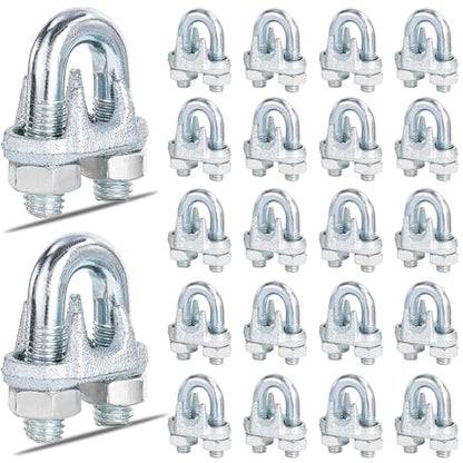 30PCS 5/16" M8 Zinc-Plated Wire Rope Clamps – Heavy Duty U-Bolt Cable Clips (Silver) - size: M8-30PCS