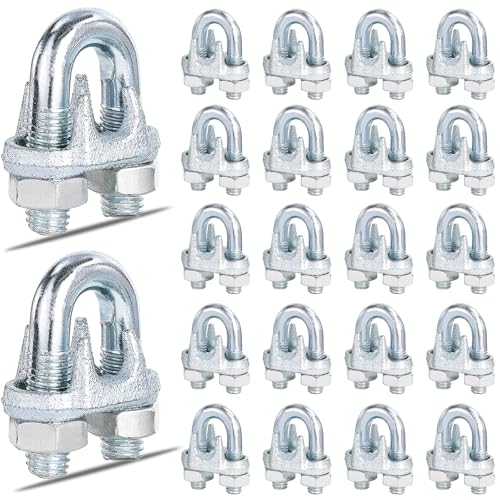 30PCS 5/16" M8 Zinc-Plated Wire Rope Clamps – Heavy Duty U-Bolt Cable Clips (Silver) - size: M8-30PCS