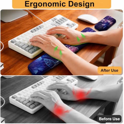 Keyboard Wrist Rest Mouse Wrist Support, Memory Foam Wrist Rest Pad for Computer Laptop, Ergonomic Wrist Cushion Support for Typing Pain Relief, Gaming Home Office, Butterfly - color: Butterfly
