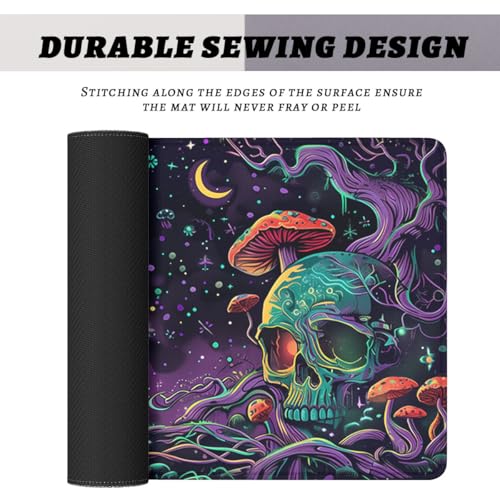 Psychedelic Skull Gaming Mouse Pad Neon Trippy Art Large Desk Mat Extended Large Laptop Keyboard Non-Slip Rubber Base with Stitched Edges for Home Office Computer Keyboard Laptop 31.5"x11.8" - color: Psychedelic Skull