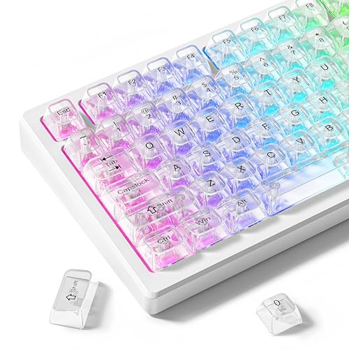 dagaladoo Clear keycaps,Transparent Keyboard keycaps,Jelly Key caps Set,Shine Through keycap，MDA Profile Keyboard caps for Mx Switches Mechanical Keyboard(White) - color: White