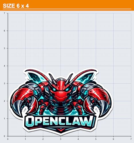 OpenClaw Vinyl Decal Sticker | Red Robot Lobster Design | Gaming Decor | Cyberpunk Style | Unique Wall Art | Collector's Item - size: 6-inch