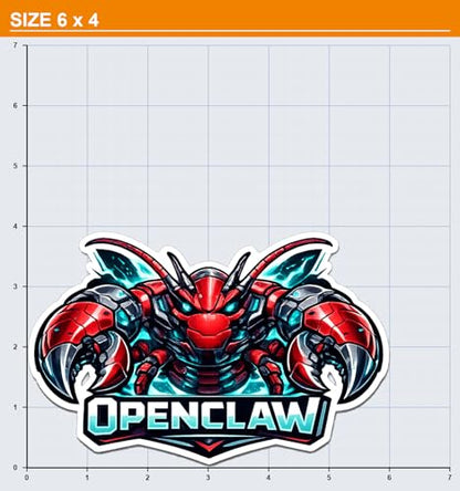 OpenClaw Vinyl Decal Sticker | Red Robot Lobster Design | Gaming Decor | Cyberpunk Style | Unique Wall Art | Collector's Item - size: 6-inch