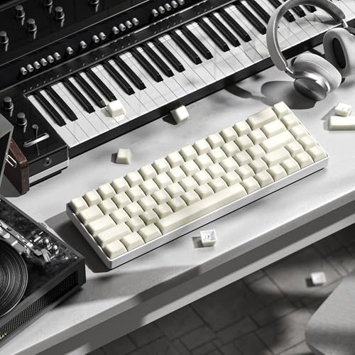 GMKWTL XVX White Jade Keycaps, Double Shot PBT Keycap Set with Cherry Profile, 121-Keys Translucent Keyboard Keycaps Compatibility with ANSI Layout MX Switches Mechanical Keyboard - color: White