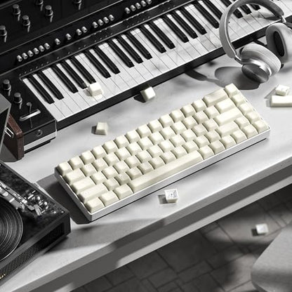 GMKWTL XVX White Jade Keycaps, Double Shot PBT Keycap Set with Cherry Profile, 121-Keys Translucent Keyboard Keycaps Compatibility with ANSI Layout MX Switches Mechanical Keyboard - color: White