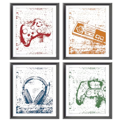 Retro Video Game Gaming Poster Prints for Home Boys Room Playroom Decor,Black And White Video Game Decorations Prints Wall Art Unframed 4pcs 8x10inches,Gift for Gamer Boys Gaming Love (8×10 inc) - color: Black, size: colours-1