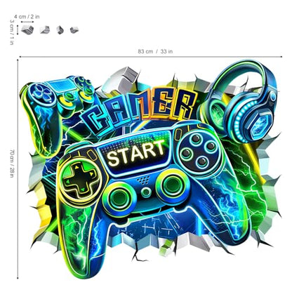 decalmile Large 3D Game Wall Stickers Gamer Controller Video Gaming Wall Decals Boy Bedroom Teenagers Playroom Home Decor