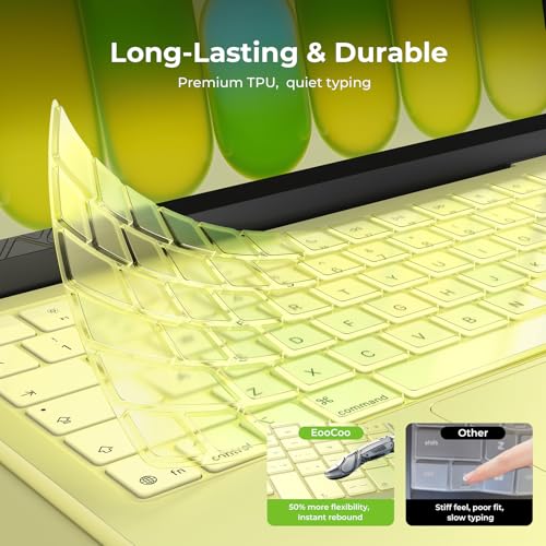 EooCoo Premium Keyboard Cover Skin Protector, Laptop Accessories Compatible with 2026 2025 2024 2023 2022 2021 M5-M1 Pro/Max MacBook Pro 14/16, M5-M2 MacBook Air 13/15, 2026 Mac Neo 13, Citrus Clear - color: Citrus Clear
