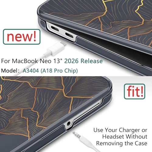 DONGKE Compatible with MacBook Neo 13 Inch Case 2026 A3404 A18 Pro chip & Touch ID, Plastic Hard Shell with Keyboard Cover, Screen Protector & Dust Plugs, Abstract Mountain - color: Abstract Mountain