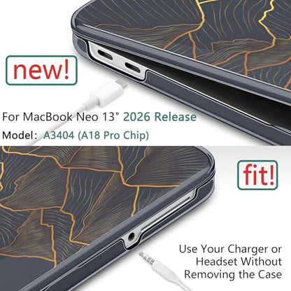 DONGKE Compatible with MacBook Neo 13 Inch Case 2026 A3404 A18 Pro chip & Touch ID, Plastic Hard Shell with Keyboard Cover, Screen Protector & Dust Plugs, Abstract Mountain - color: Abstract Mountain