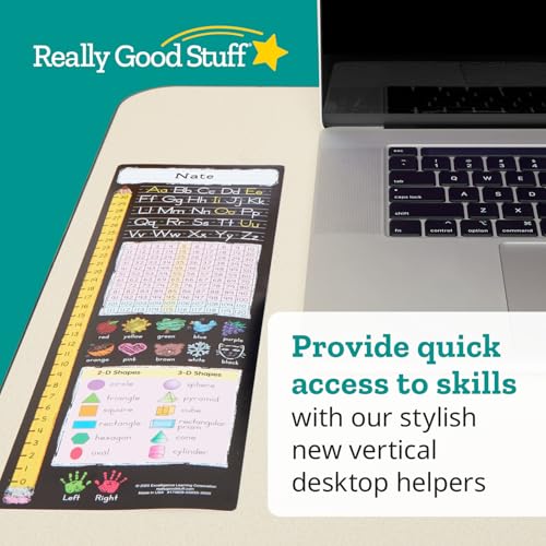 Really Good Stuff Vertical Chalkboard-Style Desktop Helpers, Vinyl, Self-Adhesive- Set of 24 - Primary - color: Verticle