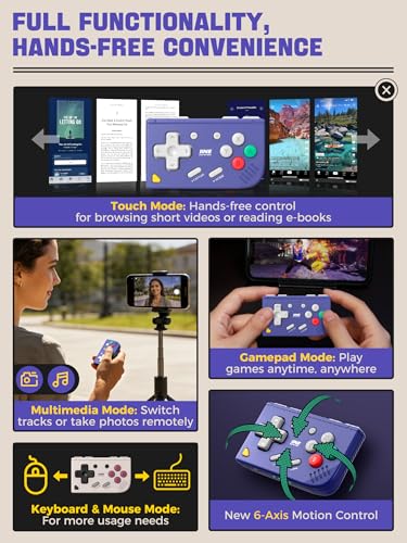 IINE Mini Retro Game Controller, Pocket-Size Wireless Mini Game Controller with Keychain Design, Portable Travel Controller for Mobile & PC Gaming (Grey) - color: Grey