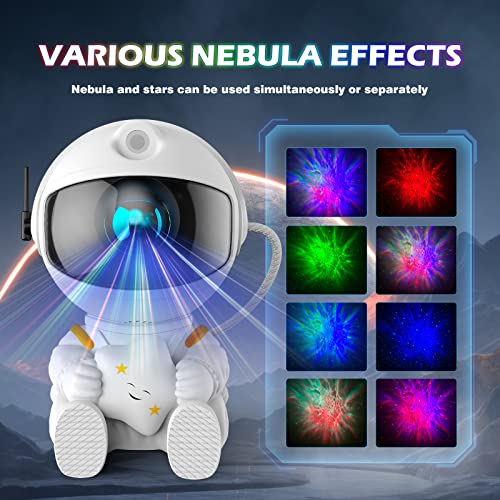 Astronaut Galaxy Projector, Star Projector Galaxy Light, Night Light for Kids, Nebula Ceiling LED Lamp, Room Decor, with Timer and Remote, Gifts for Birthdays - color: White