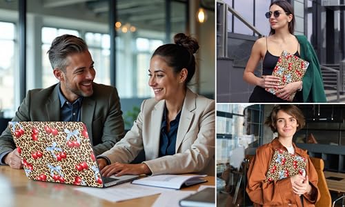 DONGKE Compatible with MacBook Pro 16 Inch Case (2026-2021 Release, M5 M4 M3 M2 M1 Pro/Max Chip), Plastic Hard Shell Cover with Keyboard Cover & Screen Protector for MacBook Pro 16", Leopard & Cherry - color: Leopard & Cherry