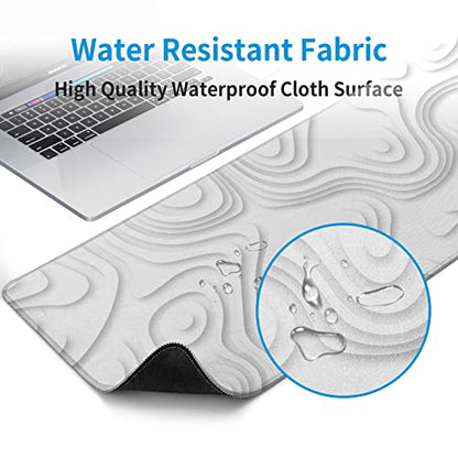 Solid Geometry Large Gaming Mouse Pad White Mouse Pad Gaming Big Desk Pad Desk Mat with Stitched Edge 31.5''x11.8'' Computer Mousepad Waterproof Desk Protector - color: Solid Geometry