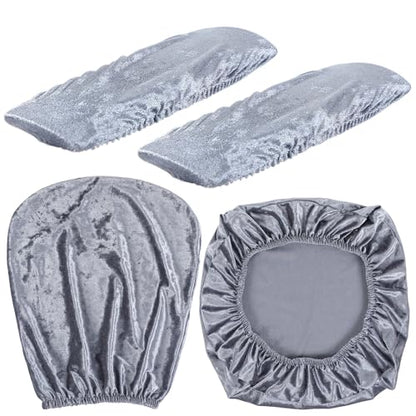 Tallew 4 Pcs Office Chair Covers Set Computer Universal Protective Stretchable Chair Seat Covers Desk Armrest Slipcovers Pads Office Cushion Backrest for Rotating(Grey) - color: Grey