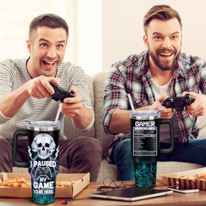 Game Tumbler with Lid and Straw, 40oz Gamer Water Bottle Cup with Handle, Gaming Travel Coffee Mugs, Birthday Gifts for Gamer Men Boys - color: Game 04, size: 40 Ounces