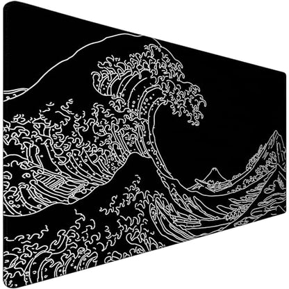 Japanese Sea Wave Mouse Pad for Gaming, Large Mouse Pad Extended (31.5X 15.75 INCH) Non-Slip Rubber Base & Stitched Edge for Computers Laptop Home Office Accessories - color: Sea wave
